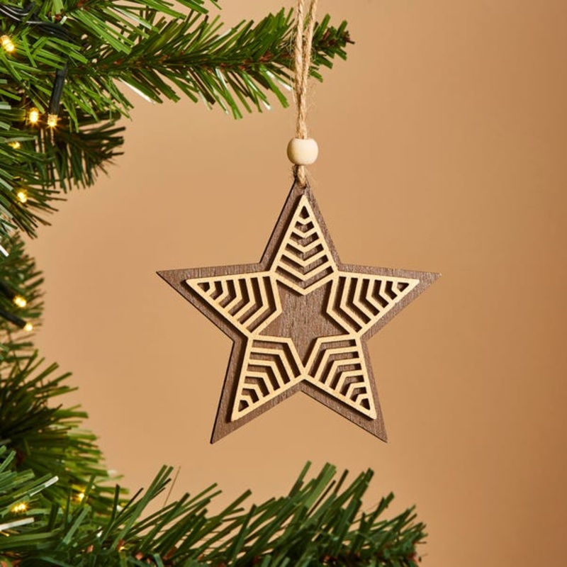 Christmas Star Wooden Hanging Decoration