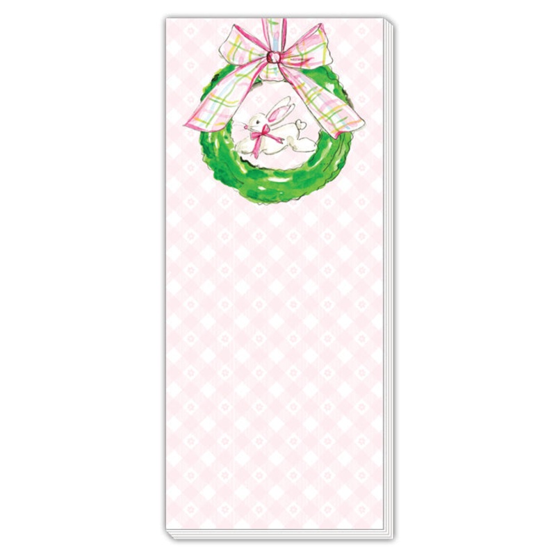 Handpainted Bunny in Wreath Skinny Notepad