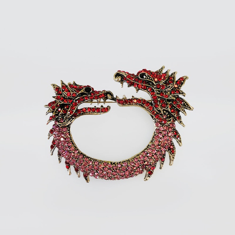 Red Diamante Dragon Brooch