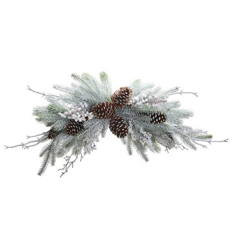 Snowy Pine Foliage with Cones