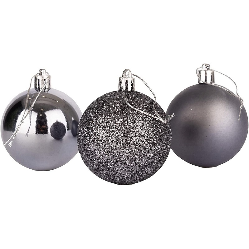 10cm/6Pcs Christmas Baubles Shatterproof Dark Grey,Tree Decorations