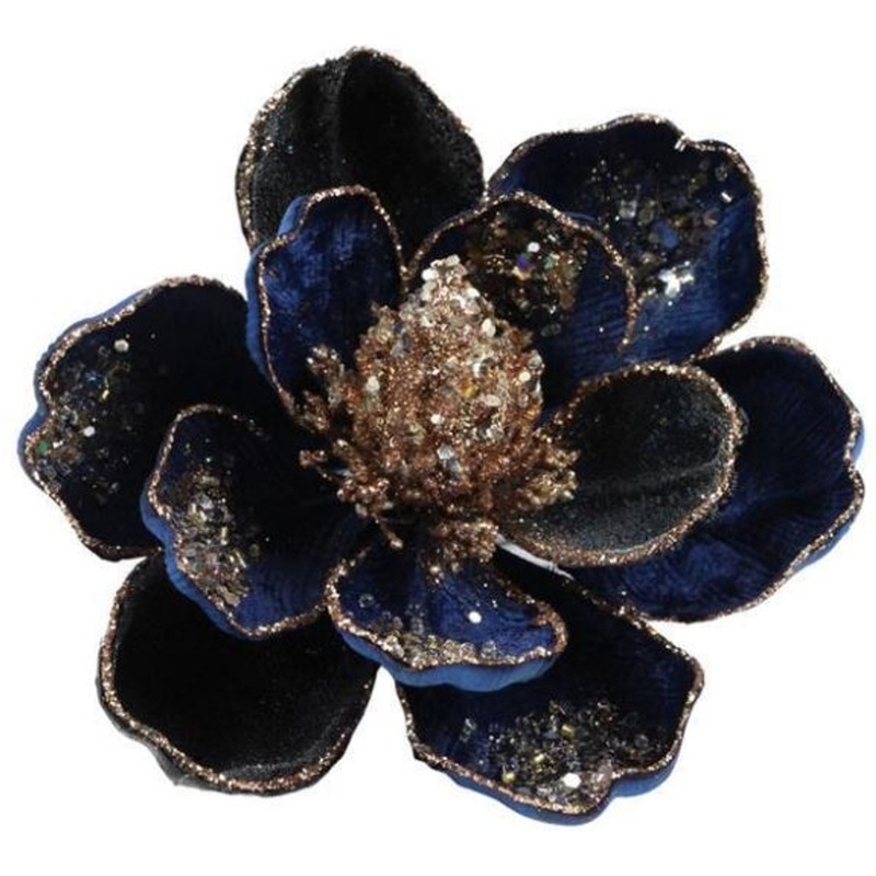 Sapphire Blue Magnolia With Clip Ornament