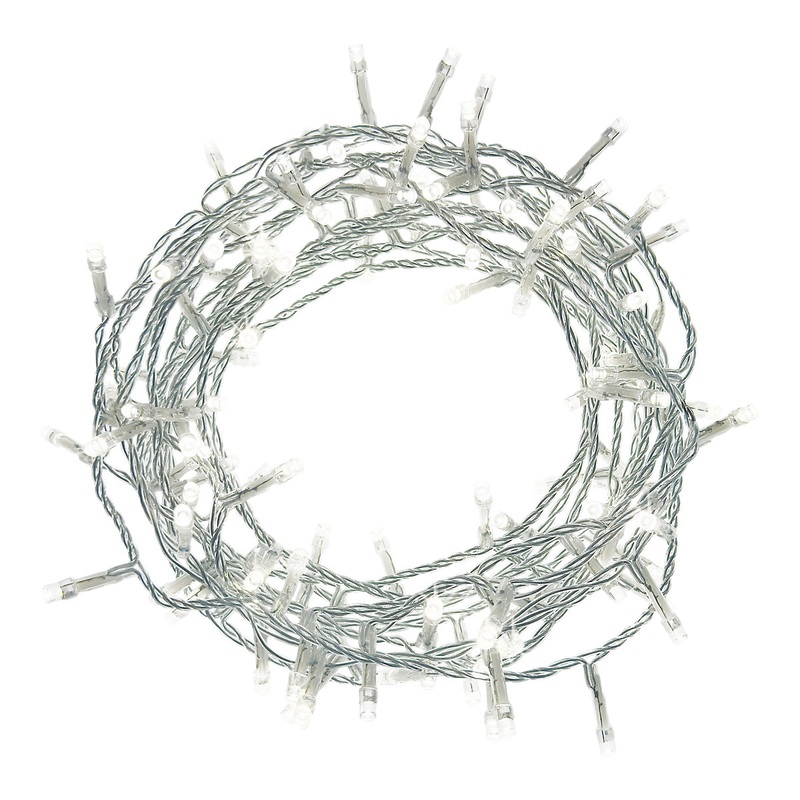 120 Ice white LED String lights With timer function & 9.95m Clear cable