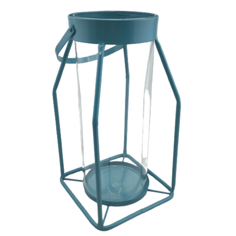 Large Metal Blue Jar With Handle