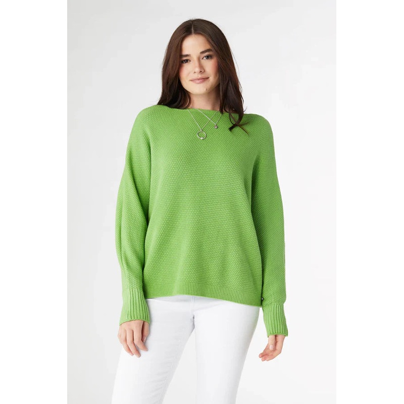 Relaxed Ciana Pullover Sweater with Lattice Back Cyber Lime