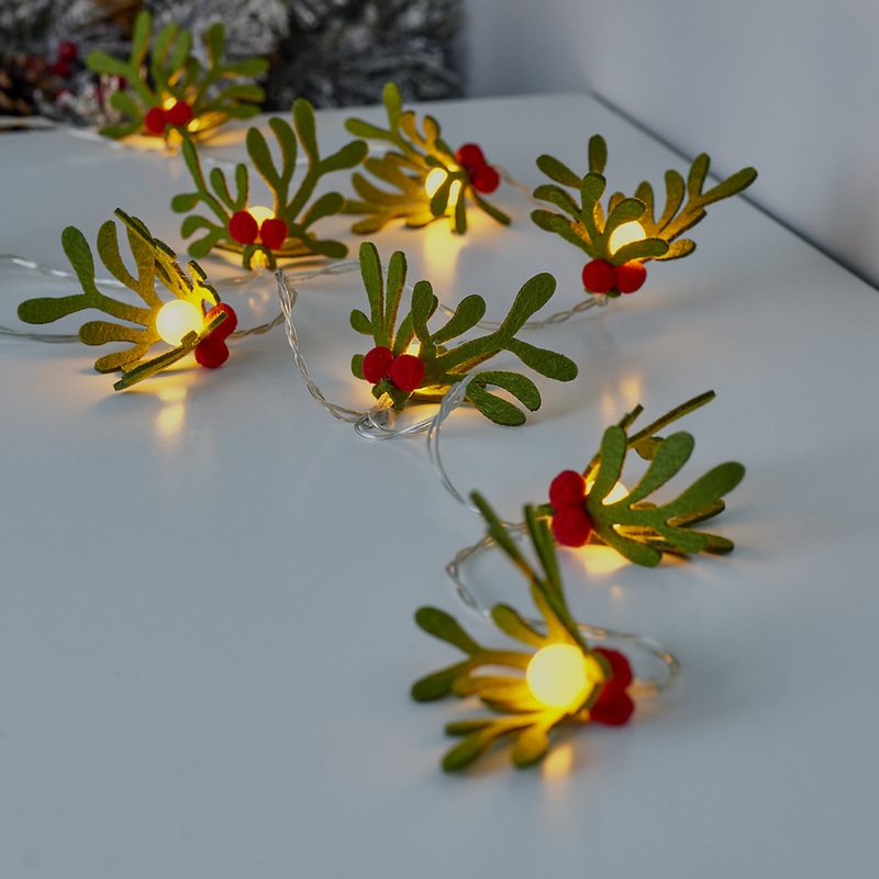 10 Warm white Mistletoe LED String lights With timer function & 1.65m Clear cable