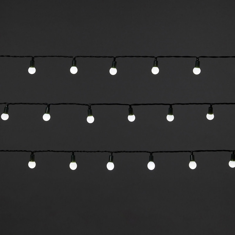 240 Ice white Berry LED String lights With timer function & 25.12m Green cable
