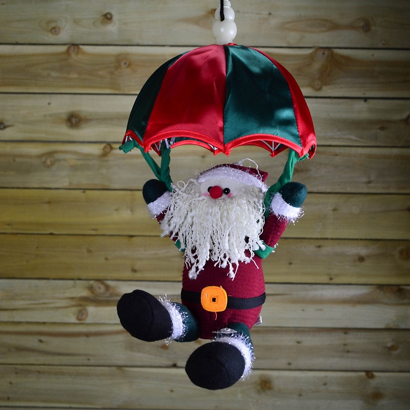 45cm Premier Animated & Musical Parachuting Christmas Character   Santa