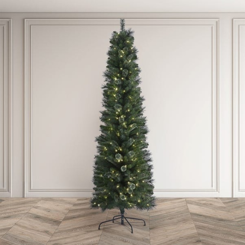 6.5ft Pre-Lit Brampton Pine Slim Christmas Tree