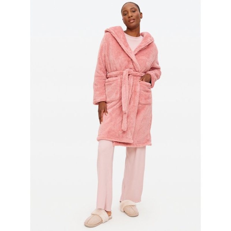 Pink Fluffy Fleece Dressing Gown M