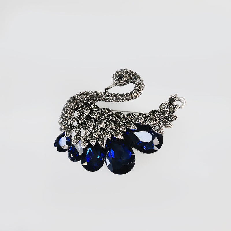 Diamante 'Crying Swan' Brooch