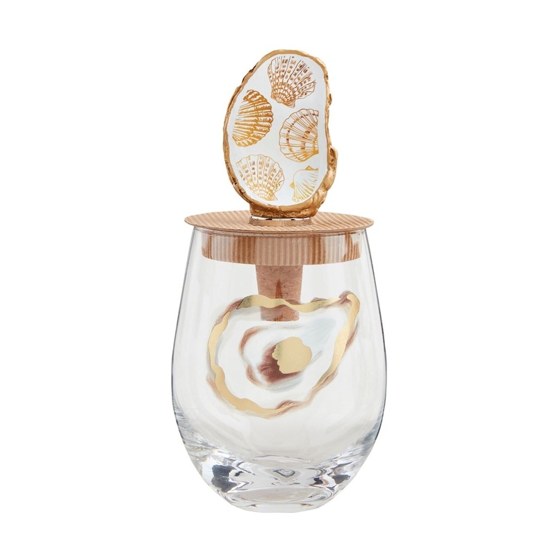 Shell Pattern Oyster Wine Glass & Stopper Set