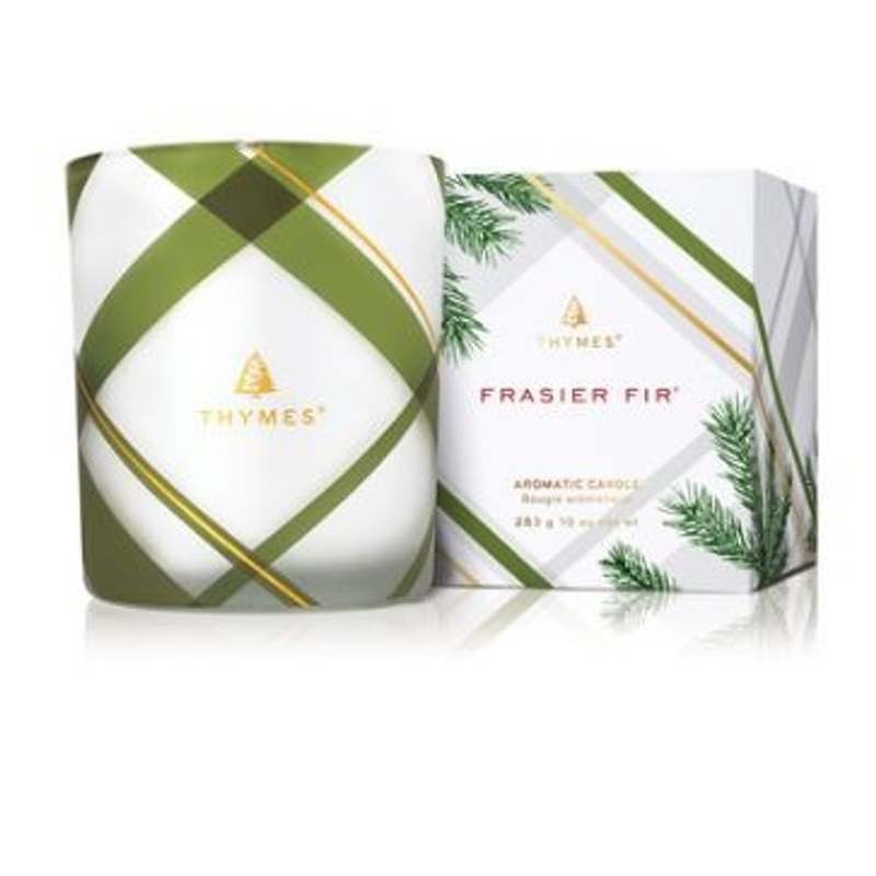 Frasier Fir Medium Frosted Plaid Candle  10 oz.