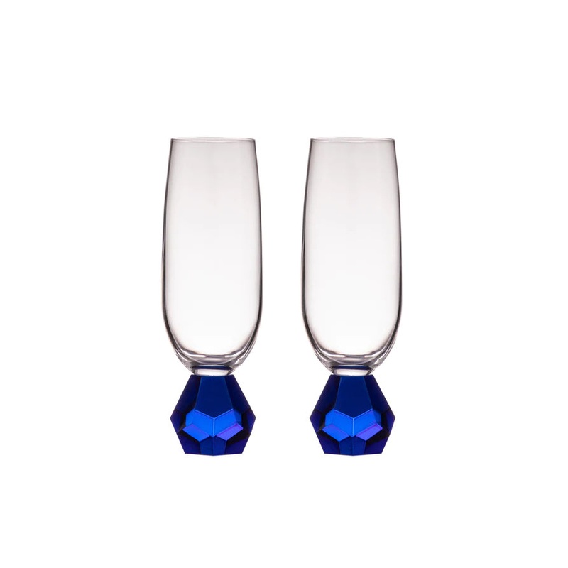 Zhara Champange Glass - Blue