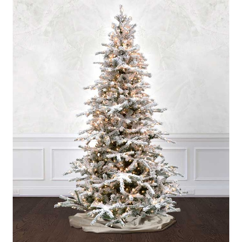 9' Flocked White Forest Tree - Multi LED
