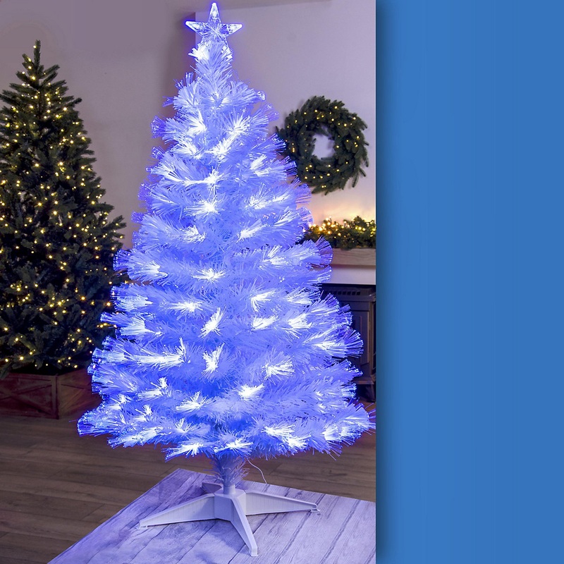 The 4ft White Blue Ripple Effect Fibre Optic Tree