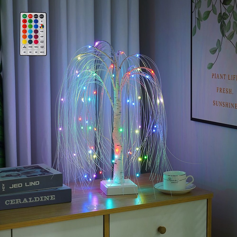 60 LED Pre Lit Christmas Willow Tree Lamp With Remote Control