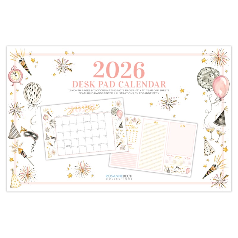 2026 Desk Pad Calendar  |  Water Color Icons