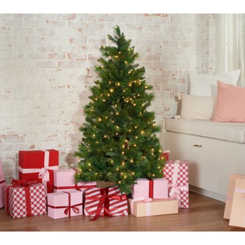 Santa's Best 5 Foot Bristol Christmas Tree With Micro LED's- Clear Lights