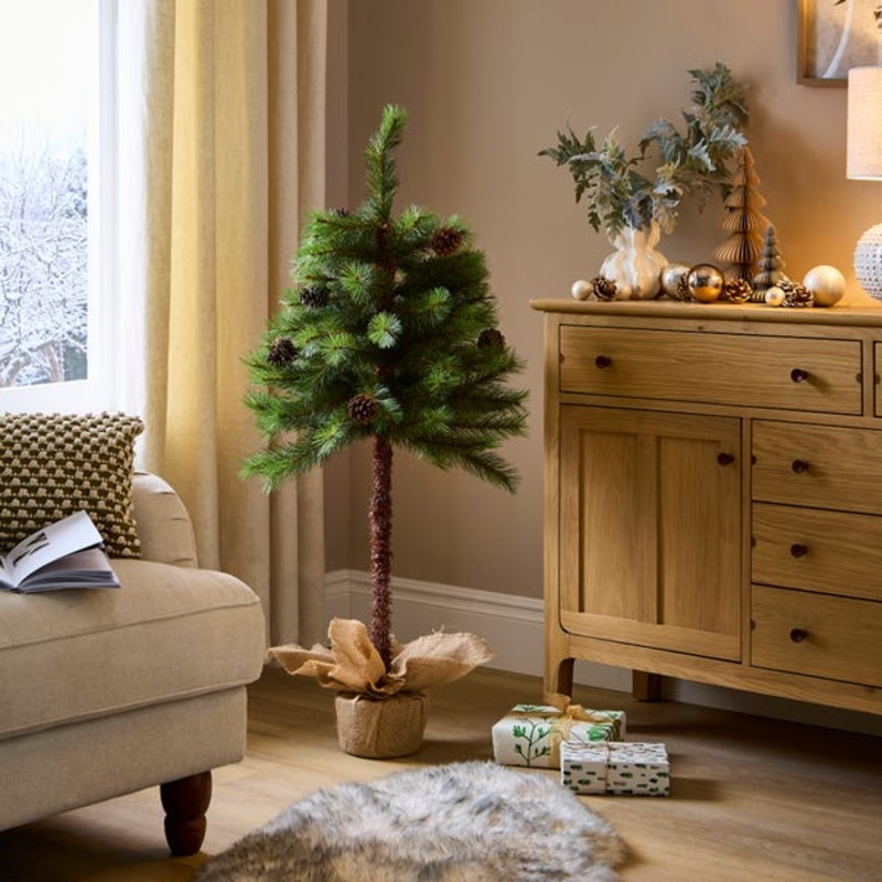 4ft Parasol Christmas Tree in Burlap Base