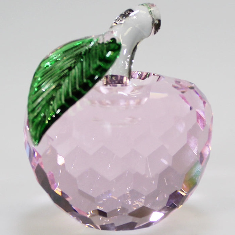 6cm Wide Cut Glass Apple - Pink