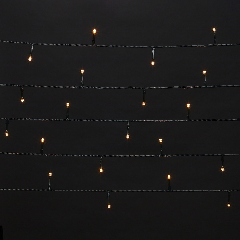 120 Warm white LED String lights With timer function & 12.2m Green cable