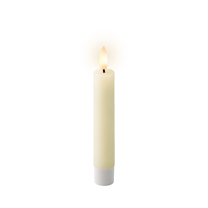 6.3" LED Wick, Wax Dinner Candle, Box of 2, Cream