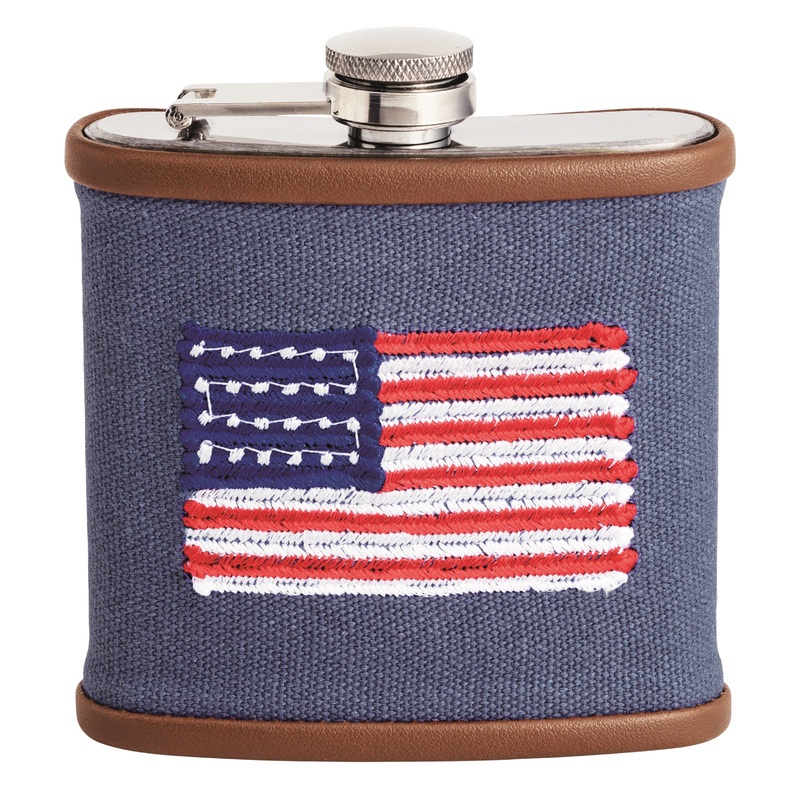 Flag Mens Embroidered Flask