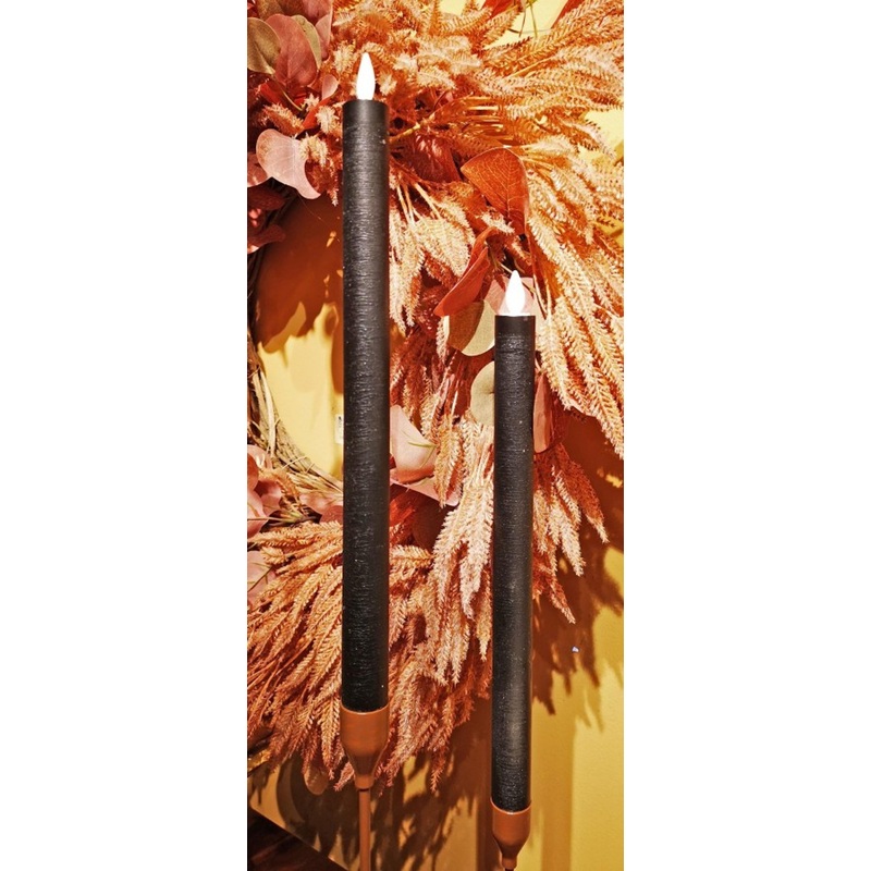 Black Taper Candle, Set of 2 Battery Operated, 12"