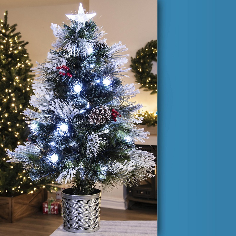 The 3ft Snowy LED Frosted Pine Fibre Optic Tree