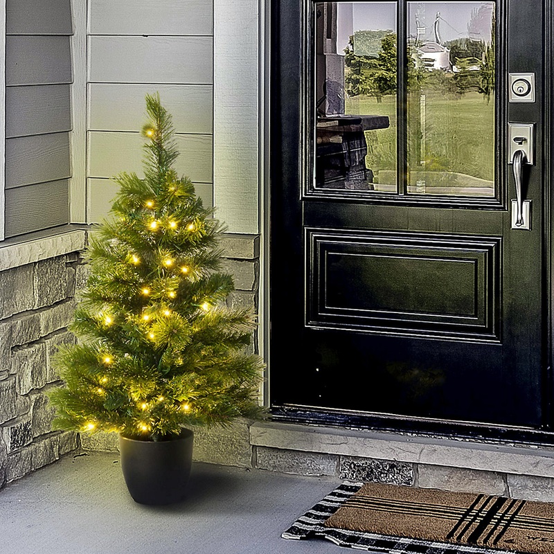 The 3ft Pre-lit Majestic Dew Pine Potted Tree (Outdoor)
