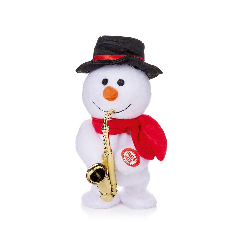 Premier - Battery Operated Dancing Musical Snowman with Sax, 20cm
