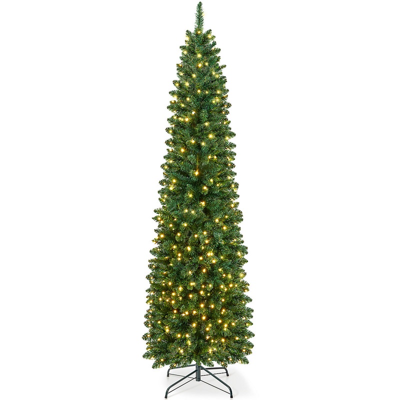 VeryMerry 6FT 'Aspen' Slim Pencil Pre-Lit Christmas Tree with 300 Built-In Warm White LED Lights