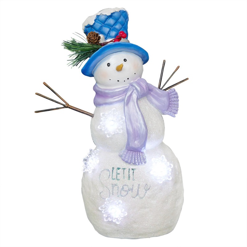 Alpine Lavender Winter Let It Snow Snowman 15.94 in. Porch Decor