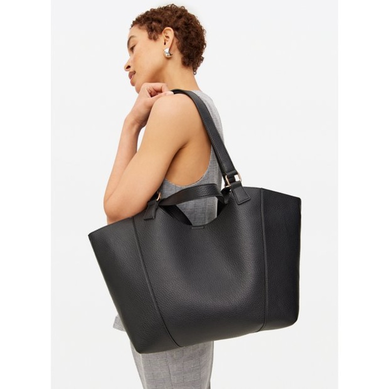 Black Faux Leather Shopper Bag  One Size