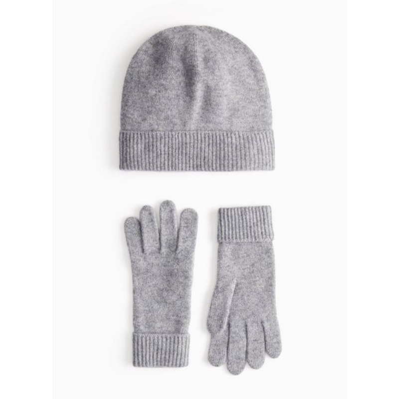Premium Wool With Cashmere Knitted Hat & Gloves One Size