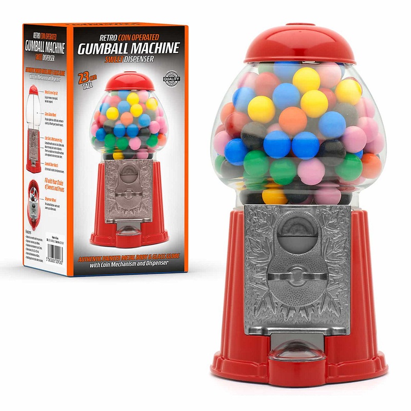 CKB LTD 9" Small Retro Coin Operated Gumball Machine Sweet Dispenser
