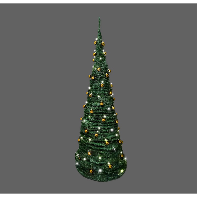 Shatchi Prelit Pre Pop up Christmas Tree LED Warm White Lights , Gold,6Ft