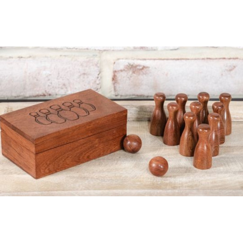 5" ACACIA WOOD BOWLING GAME