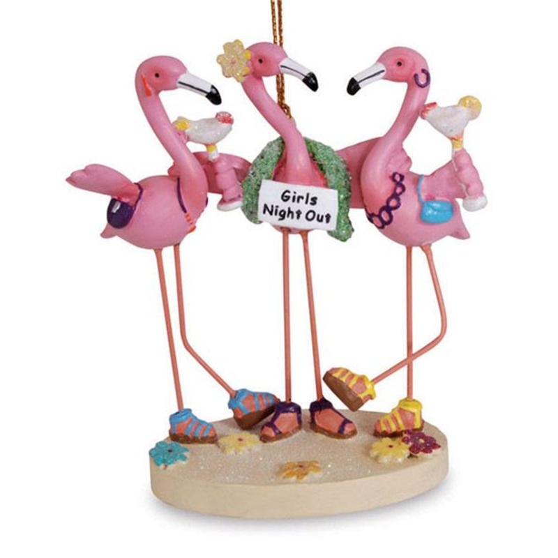 "Girls Night Out" Partying Flamingo Ornament