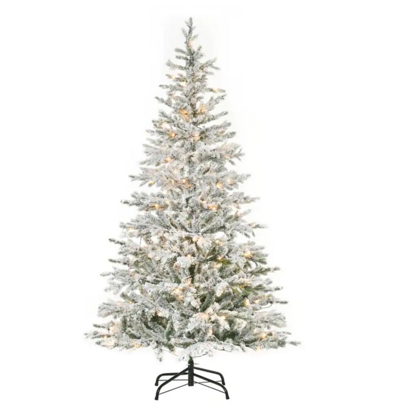 HOMCOM 7 Foot Snow Flocked LED Christmas Tree