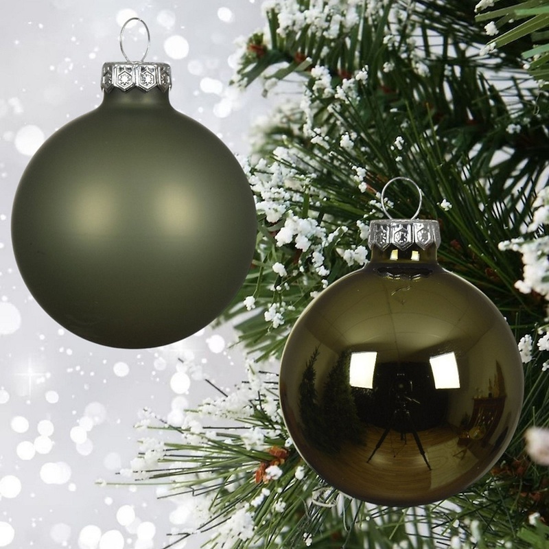 10 Rosemary Green Glass Baubles Christmas Tree Decorations Round 6cm