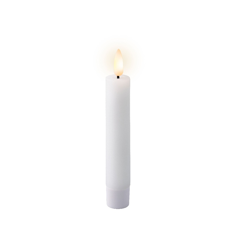 6.3" LED Wick, Wax Dinner Candle, Box of 2, White