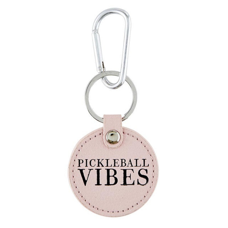 "Pickleball Vibes" Round Leather Keychain