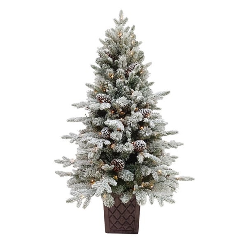 4.5ft Pre-Lit Frosted Winterfold Fir Christmas Tree