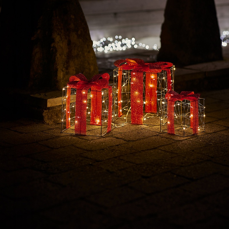 Warm white LED Parcel Freestanding Silhouette (H) 310mm, Set