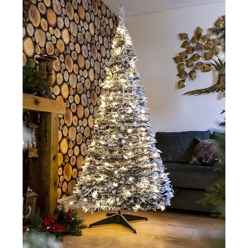 Shatchi 4Ft Prelit Holly Flock Pop up Christmas Tree LED Warm White Lights Baubles  Battery Operated