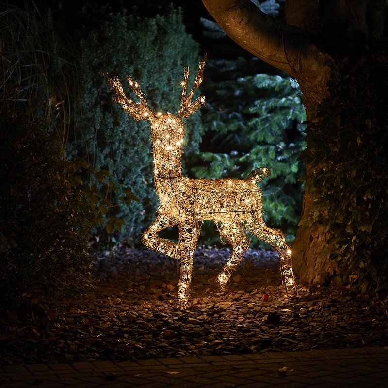 Warm white LED Reindeer Freestanding Silhouette (H) 1370mm