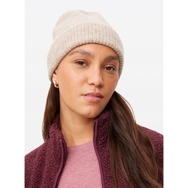 Oatmeal Marl Knitted Beanie Hat One Size