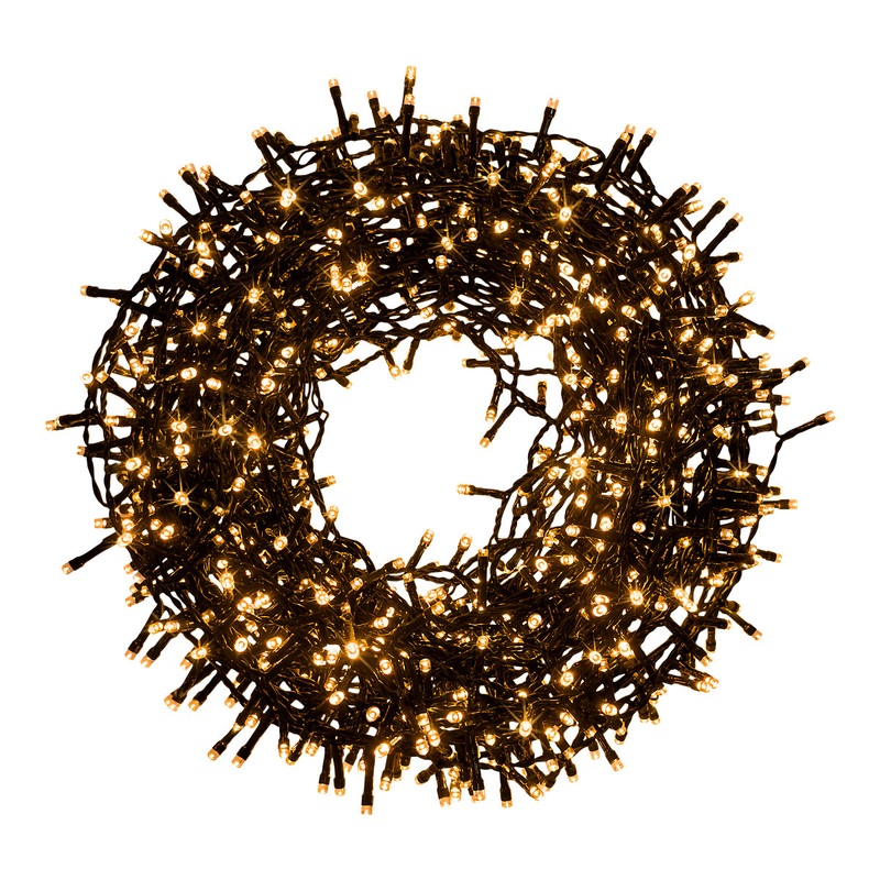 1000 Warm white LED String lights With timer function & 39.97m Green cable